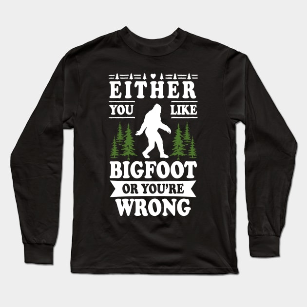 Either You Like Bigfoot Or You're Wrong Long Sleeve T-Shirt by Tesszero